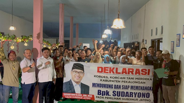 Puluhan petani Kabupaten Pekalongan mendeklarasikan diri dukung ketua DPD Gerindra Jateng Sudaryono di Pilgub Jateng 2024.